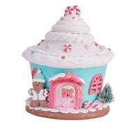 TOBBOMEY Figurita Castillo de Arcilla Luminosa LED para Decoración Navideña de Mesa Casa de Jengibre Xmas con Efecto Luminoso para Festivo