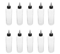 TOBBOMEY Frascos Aplicadores Exprimibles Transparentes de Plástico 250 Ml Pack 10 Unidades con Punta Fina para Dosificación Precisa de Pegamento Aceites Condimentos y Manualidades