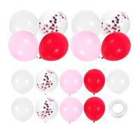 TOBBOMEY Globos de Látex para San Valentín 40 Piezas Decoración Romántica 10 Rojos 10 10 Rosas y 5 Rosas Purpurina Set para Fiestas y Bodas