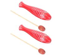 TOBBOMEY Instrumento de Percusión Madera para 2 Pares Madera Roja Forma Pez Juguete Musical Dibujos Animados Adecuado Cumpleaños y Educación Temprana