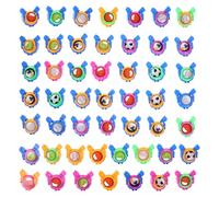 TOBBOMEY Juego de 50 Discos Voladores de Plástico Multicolor, Dispositivo para Lanzar Discos, Juguete Interactivo para Exteriores, Mini Platillos Voladores para Fiesta y Obsequio Infantil