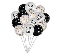 TOBBOMEY Juego de Globos de Látex de 12 Pulgadas Diseño de Panda, 15 Piezas Lentejuelas Doradas, Globos Negros Puntos y Cinta Negra para Decoración de Fiesta de Cumpleaños y Eventos