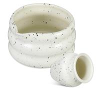 TOBBOMEY Juego de Té Matcha Japonés Tradicional Set Completo con Tazón Blanco con Puntos de Arena Soporte para Batidor Accesorios para Adecuado para Disfrutar y Regalar