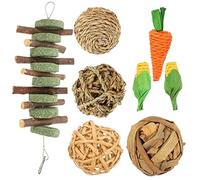TOBBOMEY Juguetes Masticables para Hámsters y Conejos Resistentes, Bolas De Mimbre Naturales, 8 Piezas, Accesorios para Jaulas De Mascotas Pequeñas, Juego De Enriquecimiento para Cobayas y Jerbos