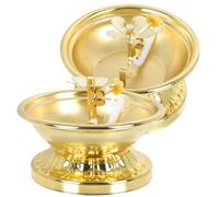 TOBBOMEY Lámpara de Mantequilla Artesanal de Aleación Vintage 7 CM 2 Piezas Lámparas de Aceite para Uso Interior y Altar Decoración Tradicional para Templo y Meditación