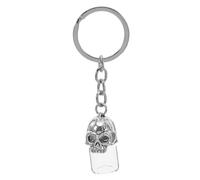 TOBBOMEY Llavero de cremación de Mascotas con Dije de Botella de Calavera - Llavero de Frasco de Vidrio conmovedor para Cenizas de Huesos y Cabello de Mascota - Colgante conmemorativo