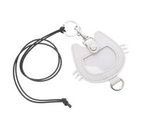 TOBBOMEY Llavero para Pelo de Mascota con Caja Memorial Colgante de PU Blanco Accesorio y Práctico para Llaves y Mochila Diseño Gato Elegante