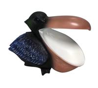 TOBBOMEY Organizador de Llaves en Forma de Tucán de Resina 3D, Caja Multifuncional para Accesorios Pequeños, Estatua Decorativa Práctica para Mesa Oficina y Hogar, Color Natural, Tamaño Compacto