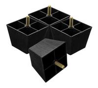 TOBBOMEY Patas Cuadradas para Muebles 75x75x60 Mm Metálicas y Plásticas Resistentes, Patas de Repuesto para Sofá y Armario, Ajustables, 4 Piezas, Ideales para Mantenimiento y Elevación