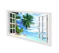 TOBBOMEY Pegatinas 3d Falsas para Ventanas Adhesivo Decorativo de Pared Vinilo Paisaje Natural Desmontable 86x56 Cm para Dormitorio Sala de Estar Hogar
