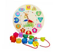 TOBBOMEY Reloj de Cuentas de Madera para Juguete Educativo Montessori para Aprender la Hora Bloques de Madera Seguros y Coloridos Desarrollo Intelectual Temprano para Bebés y Niñas