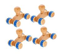 TOBBOMEY Rodillo de Masaje de Madera para Espalda y Cuerpo 4 Piezas Portátil Efecto Relajante para Masaje Muscular Circulación y Alivio de Fatiga Adecuado para Hogar y Yoga