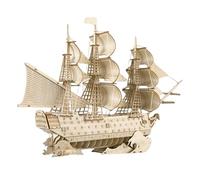 TOBBOMEY Rompecabezas de Modelo de Barco modelismo maquetas Rompecabezas de Madera Modelo de Barco de Madera decoración temática náutica decoración de Mesa Light Brown