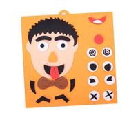 TOBBOMEY Rompecabezas Facial de Tela Caras Cambiantes, Juego Educativo DIY para Desarrollo Temprano, Puzzle Educativo Montessori para Aprendizaje Emocional, Color Naranja, 1 Unidad