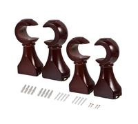 TOBBOMEY Soportes para Cortinas de Madera Sólida 4 Piezas Cabezal Decorativo Base Fija Compatibles Barras de Cortinas Romanas Accesorios para Ventanas Instalación Fácil Color Marrón Rojizo