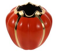 TOBBOMEY Tarro de Cerámica Forma de Calabaza Naranja Soporte para Utensilios de Cocina Otoñal Organizador para Cubiertos de Acción de Gracias Decoración Festiva para Encimera