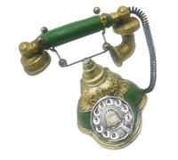 TOBBOMEY Teléfono Vintage de Resina Europea con Cable Modelo Retro de Disco Giratorio para Decoración de Hogar y Oficina Ornamento Duradero y Fácil de Limpiar Color Verde Natural para