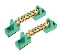 TOBBOMEY Terminal de Puesta a Tierra de Cobre 6X9 CM 6 Orificios Verde Kit 2 Piezas para Bloque de Conexión Eléctrica y Barras Colectoras Distribución y Cajas Eléctricas