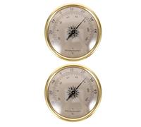 TOBBOMEY Termómetro Decorativo Redondo Metálico Dorado 2 Unidades para Interiores y Exteriores Termómetro de Pared para Invernadero Estación Meteorológica y Hogar Medición Precisa de