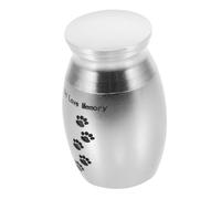 TOBBOMEY Urna De Cremación para Mascotas Impresión De Pata Urna Metálica para Cenizas De Perros y Gatos Recuerdo Elegante