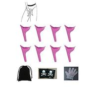 tobe-u 4 8 pcs mujeres orina dispositivo portátil silicona viajes urinario para mujer prueba de salpicaduras con bolsa reutilizable, guantes desechables toallitas húmedas con cordón 3 colores