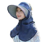 ToBe-U Sombrero de solapa desmontable UPF+50 para mujer Sombrero de protección UV de ala ancha plegable, Q2-18azul marino, Talla única