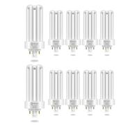 TobeBright 26W 4 Pin Bombilla Fluorescente Compacta Gx24Q-3 Base, Blanco Cálido 2700K 4 Pin Triple Tubo CFL PLT-26W 827 Bombilla CFL Enchufable Ahorro de Energía para Oficina Salón Cocina, Pack de 10