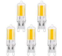 TobeBright 2W Bombilla LED G9 Blanco Cálido 3000K COB LED 250LM Equivalente Bombillas Halógenas G9 25W, Bombilla Cápsula G9 LED Tipo JC, No Regulable, Paquete de 5