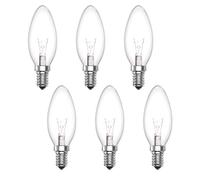 TobeBright 6 X Vela Bombilla E14 62W 230V, Transparente Bombilla Forma Vela E14 Regulable Blanco Cálido 2600K SES C35 Bombilla de Vela para Candelabro, Lámparas de Techo, Luces de Pared