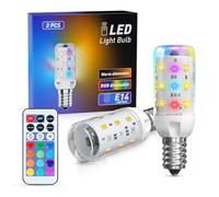 TobeBright Bombilla LED Colores E14 RGB Regulable 2W Blanco Cálido 3000K, RGB Bombillas LED Colores con Mando a Distancia Mini T20 Bombila Luz de Ambiente para Fiesta Bar Boda (2 Unidad)