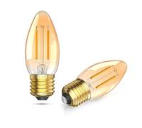 TobeBright Bombilla LED Vintage Ambar E27 2.5W, 2700K Blanco Cálido No Regulable Bombilas C35 Forma de Vela, Bombillas LED de Filamento E27 para Luz Nocturna, Lámpara de Araña, paquete de 2