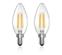 TobeBright Bombillas Vela de Filamento LED E14 C35 4W Equivalente a 40W, Regulable Blanco Cálido 2700K para Candelabro, Lámpara de Mesa (Paquete de 2)