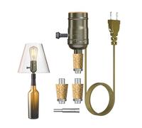 TobeBright Bronce E27 Botella de Vino Portalámparas con Interruptor y Cable, 220-240V MAX 60W, DIY Kit Portalámparas para Lámpara para Botellas de Vino con Tres Tapones de Botella,1Pcs