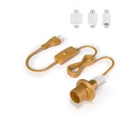 TobeBright E14 Soporte para Lámpara de Botella con Interruptor y Enchufe, Adaptador Botella para Lampara E14 Lampara para Botella para DIY Lámpara para Botella de Vino, Lámpara de Mesa (Dorado,1Pc)