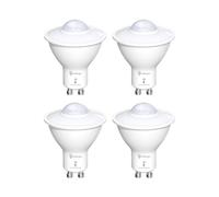 TobeBright LED con Sensor de Movimiento PIR, Automático Encendido/Apagado, GU10 5W 3000K Blanco Cálido, Seguridad para Exteriores en Escaleras y Garajes, Paquete de 4 Unidades