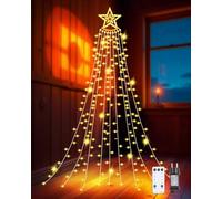 TobeBright LED de iluminación del árbol de Navidad con la estrella, 8 Modo LED impermeable de iluminación del árbol de Navidad IP44 al aire libre de iluminación del árbol de Navidad 3.5M X 9 hebras