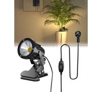 TobeBright LED Foco de Pinza con e Interruptor On/Off IP65 Resistente al Agua Foco Exterior y Interior para Plantas 7W LED Spot Lámpara Pinza con Enchufe, Blanco Cálido 3000K, Cable de 1,78m
