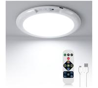 TobeBright Plafón LED Techo Recargable con Sensor de Movimiento, 10000mAh Plafón luz USB Recargable con Mando, 3 Temperaturas de Color Regulable para Garaje, Escaleras, Baño