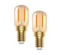 TobeBright Regulable 2W Bombillas E14 LED Luz Cálida 2200K Bombilla Nocturna E14 T22 SES, Vidrio Ámbar, Filamento Vintage, AC220-240V, 2-Pack
