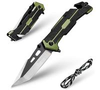 TobeedFnuuy Navaja Plegable, 3 en 1-Multifunción Cuchillo Supervivencia, con Clip de Bolsillo Rompevidrio y Cutter, Cuchillo Plegable para Exteriores Camping, Regalos para Hombres (B)