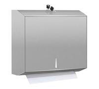 TOBEFORT - Dispensador de toallas de papel de acero inoxidable, soporte de pared, dispensador de toallas de mano comercial con cerradura, soporte de toallas de papel triple plegable para baño, cocina,