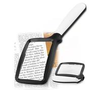Tobegiga Lupa de 5 aumentos con luz, lupa de lectura plegable grande y rectangular, LED regulable para personas mayores con degeneración macular, periódicos libros letra pequeña para personas con
