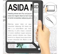 Tobegiga Lupa de página completa 4X para leer, lupa rectangular ligera que proporciona una gran área de visualización de página de libro, lupa de mano mejorada para leer pequeñas impresiones para