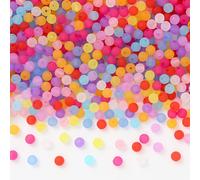 ToBeIT 1600pcs Frosted beads Acrylic Color Bead Matte Beads Loose Round Bead for Jewelry Making 6mm