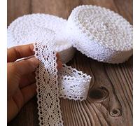 ToBeIT Cinta de encaje vintage de algodón, aprox. 20 m, 3 cm, cinta de encaje decorativa para costura, artesanía, boda, decoración, álbumes de recortes, caja de regalo (A blanco/20 metros)
