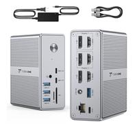 TobenONE DisplayLink - Estación de Acoplamiento Triple Monitor con Adaptador de Corriente de 120 W, Pantalla Triple 4K para MacBook Pro/Air, Thunderbolt 4/3, Windows USB-C (3X HDMI, 3X DP, 2xUSB-C