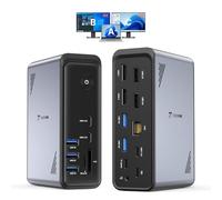 TobenONE Estación de acoplamiento 19 en 1 para portátil con doble monitor, HDMI 4K dual, Gigabit Ethernet, PD 3.0, estación de acoplamiento para computadora portátil Windows/HP/Lenovo/Dell (sin
