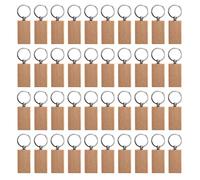 TOBEOME 40 Piezas RectáNgulo en de Madera DIY Llaveros de Madera Etiquetas para Llaves Que Pueden Grabar Regalos de Bricolaje