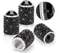 ToBeQueen Bling Tire Valve Covers Black 4 Pack Handmade Crystal Rhine
