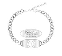 Tobestu ALERGIA A LA PENICILINA Pulsera Médica de Salud - Accesorio Cuban Link Duradero en Acero Inoxidable para Hombres y Mujeres YA5948